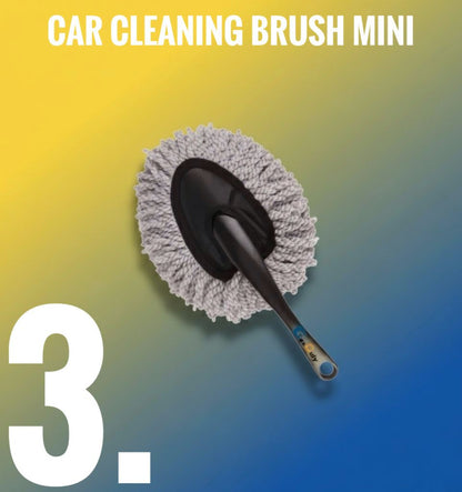 6-in-1 Car Cleaning Bundle – Long Handle Brush, Cleaning Brush mini, AC Vent Cleaner, Microfiber Duster Cloth, Glass Wash Tablets & Mini Dustbin Kit