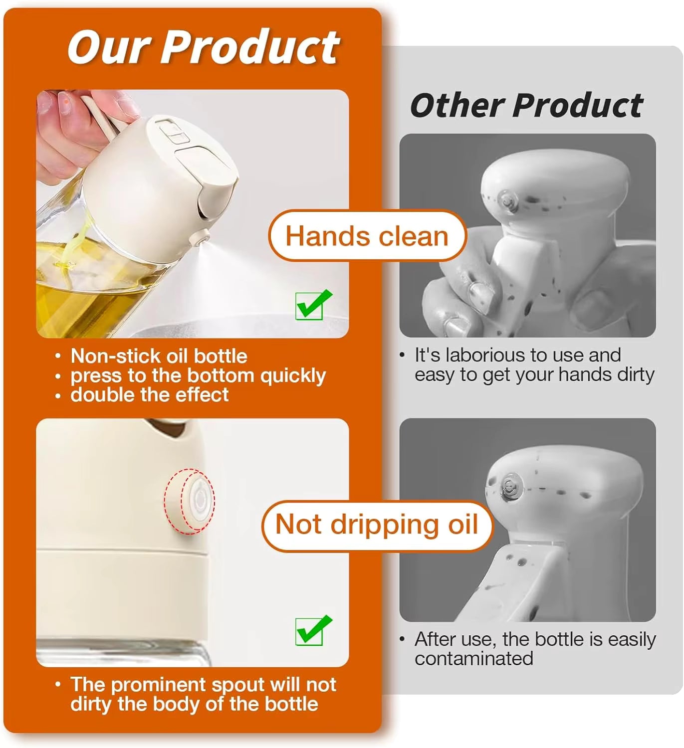 2-in-1 Oil Sprayer & Dispenser Bottle – Premium Nozzle | Multi-Purpose Kitchen Oil Bottle for Frying, Air Fryer, Salad, Baking