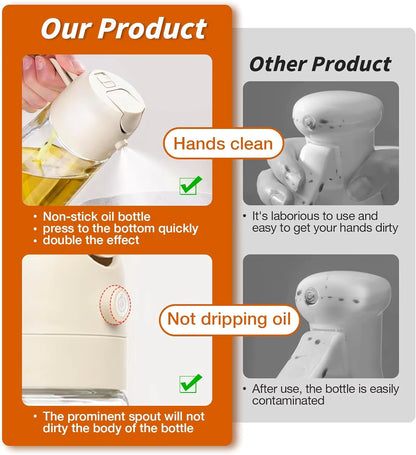 2-in-1 Oil Sprayer & Dispenser Bottle – Premium Nozzle | Multi-Purpose Kitchen Oil Bottle for Frying, Air Fryer, Salad, Baking