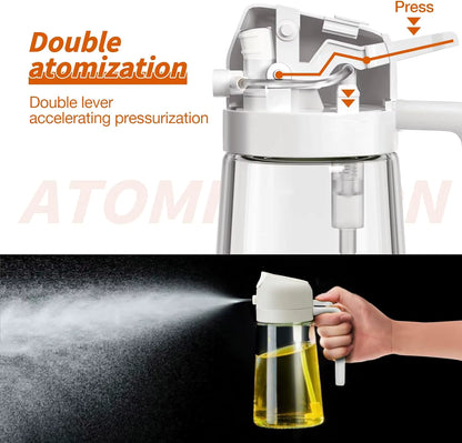 2-in-1 Oil Sprayer & Dispenser Bottle – Premium Nozzle | Multi-Purpose Kitchen Oil Bottle for Frying, Air Fryer, Salad, Baking