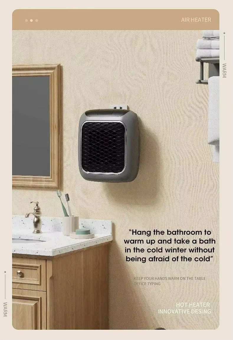 800W Electric Handy Heater with Remote Control | Plug-in Wall Outlet Mini Heater with Adjustable Thermostat | Portable Personal Space Heater for Home, Office & Bedroom (Black)