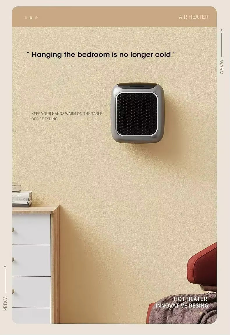 800W Electric Handy Heater with Remote Control | Plug-in Wall Outlet Mini Heater with Adjustable Thermostat | Portable Personal Space Heater for Home, Office & Bedroom (Black)