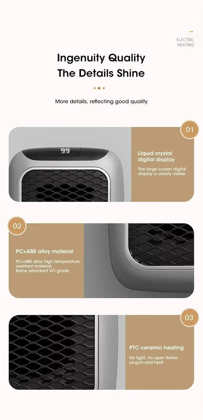 800W Electric Handy Heater with Remote Control | Plug-in Wall Outlet Mini Heater with Adjustable Thermostat | Portable Personal Space Heater for Home, Office & Bedroom (Black)