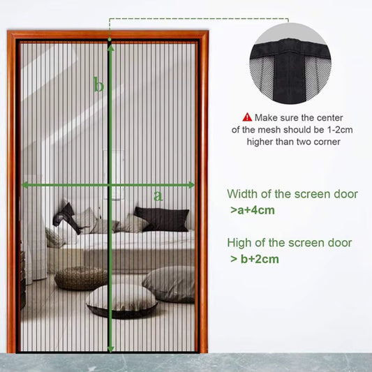 Magnetic Mosquito Net for Door (210x110 cm, Black) | Auto-Closing Polyester Mesh Curtain for All Door Types | Keeps Insects & Mosquitoes Out
